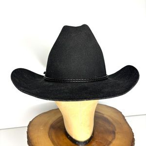 Sheplers Black Western Dynafelt Water Repellent Wool Deluxe Fur Blend Hat 71/4